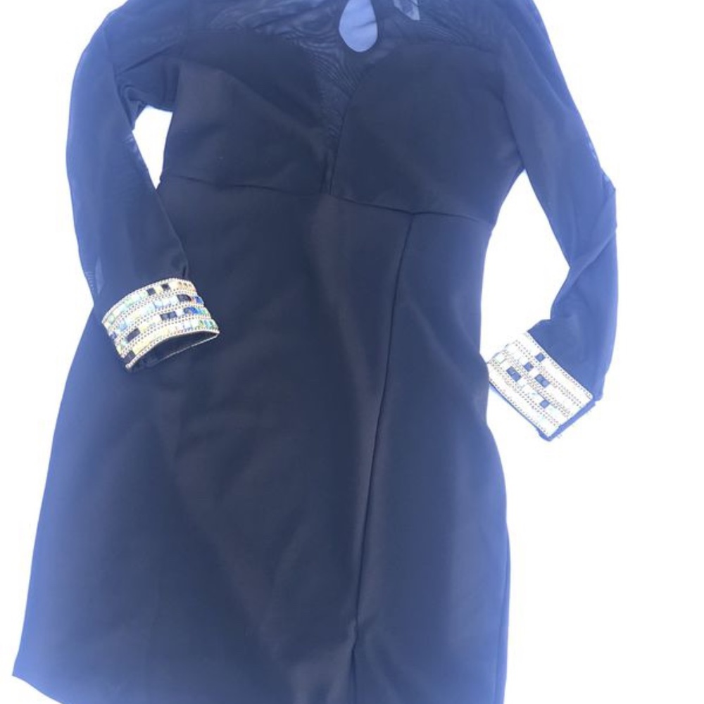mini black dress with gems